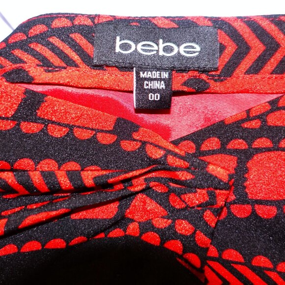 Bebe Black Red Wrap Skirt 00 - Picture 7 of 7